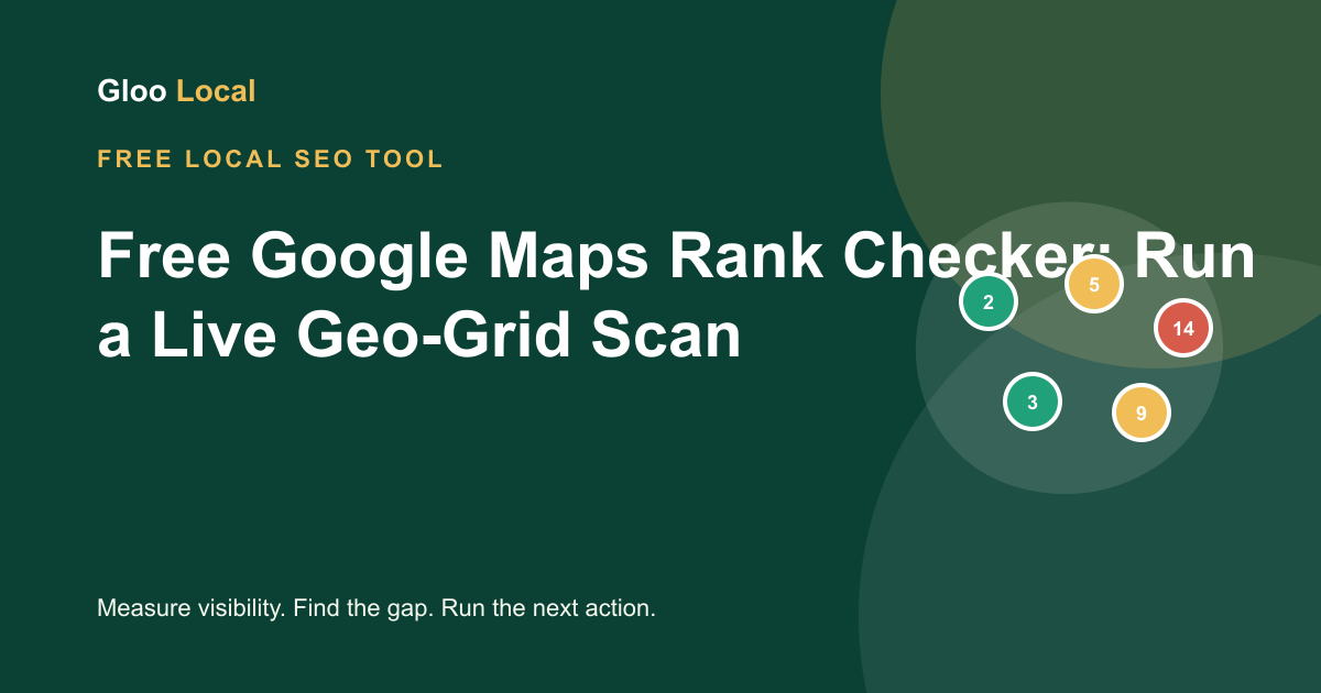 Visual overview of the Gloo Local Google Maps ranking checker